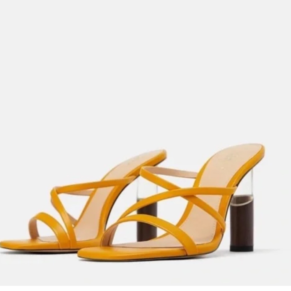 ZARA women’s shoes  | Square Toe Lucite Block heel